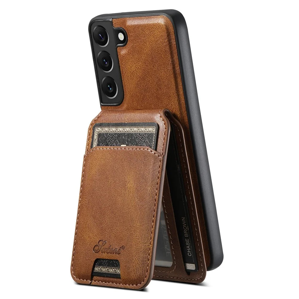 SUTENI H15 For Samsung Galaxy S22+ 5G Case PU Leather+TPU Magnetic Detachable Phone Cover - Brown - 2
