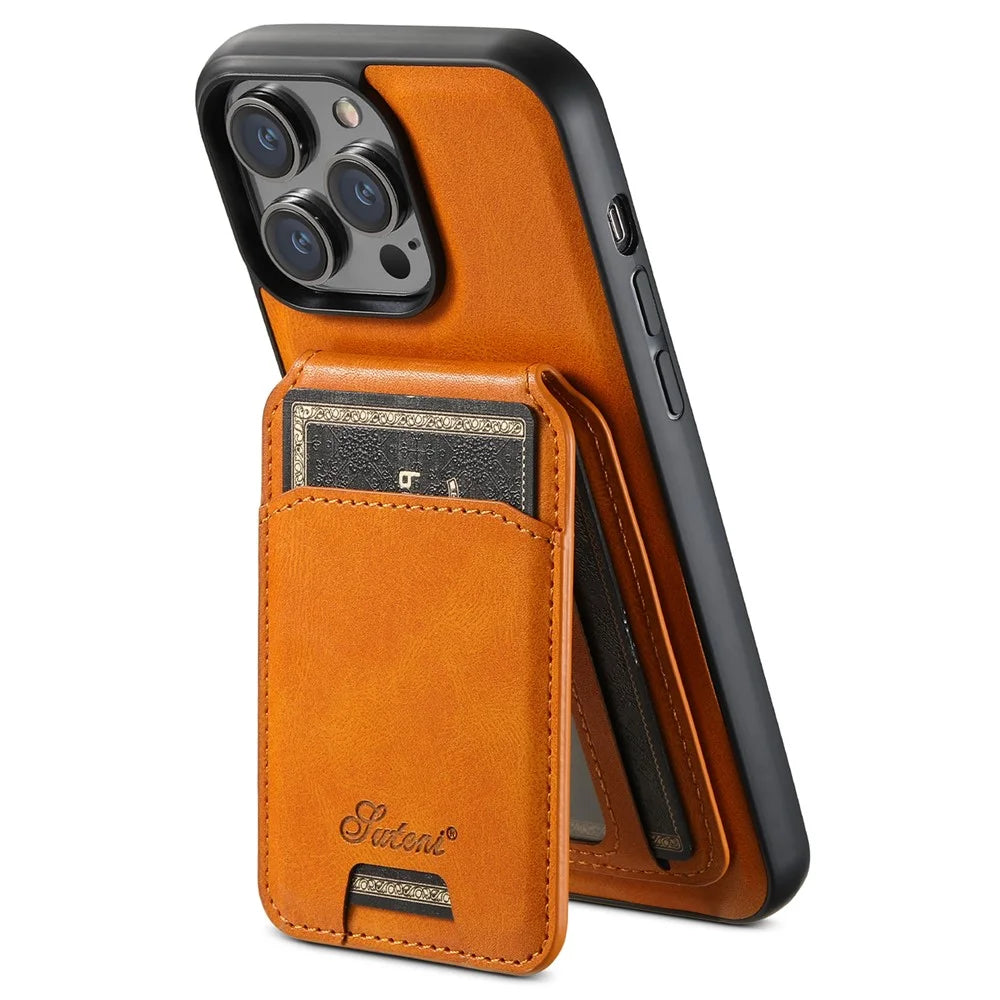 SUTENI H15 For iPhone 12 / 12 Pro Case Card Holder Phone Cover Compatible with MagSafe - Khaki - 2