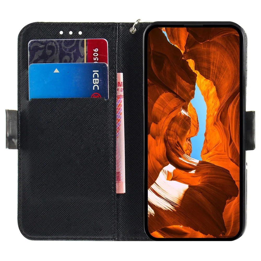 PU Leather Flip Cover for Samsung Galaxy S24 Ultra Case Pattern Printed Anti-Drop Wallet Phone Case with Strap - Embracing Cat - 2