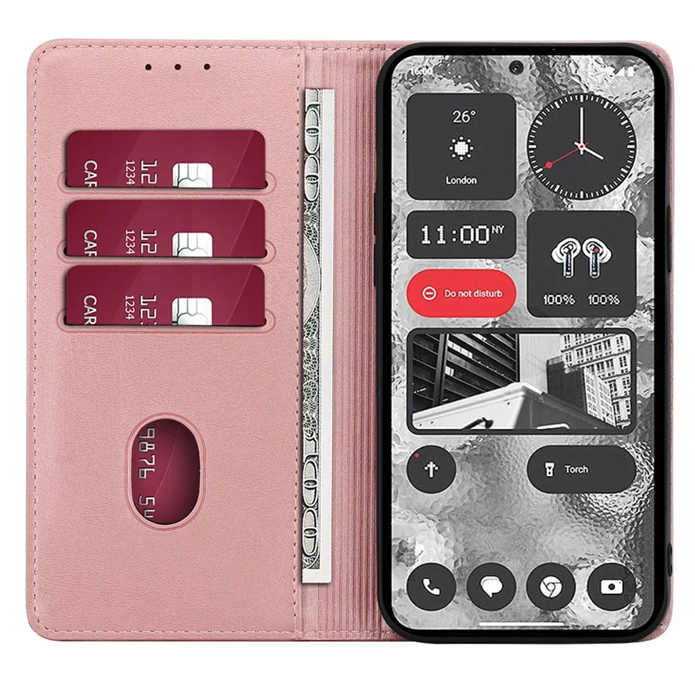 For Nothing Phone (2) Case Magnetic Auto Closing Phone Leather Cover - Rose Gold - 2
