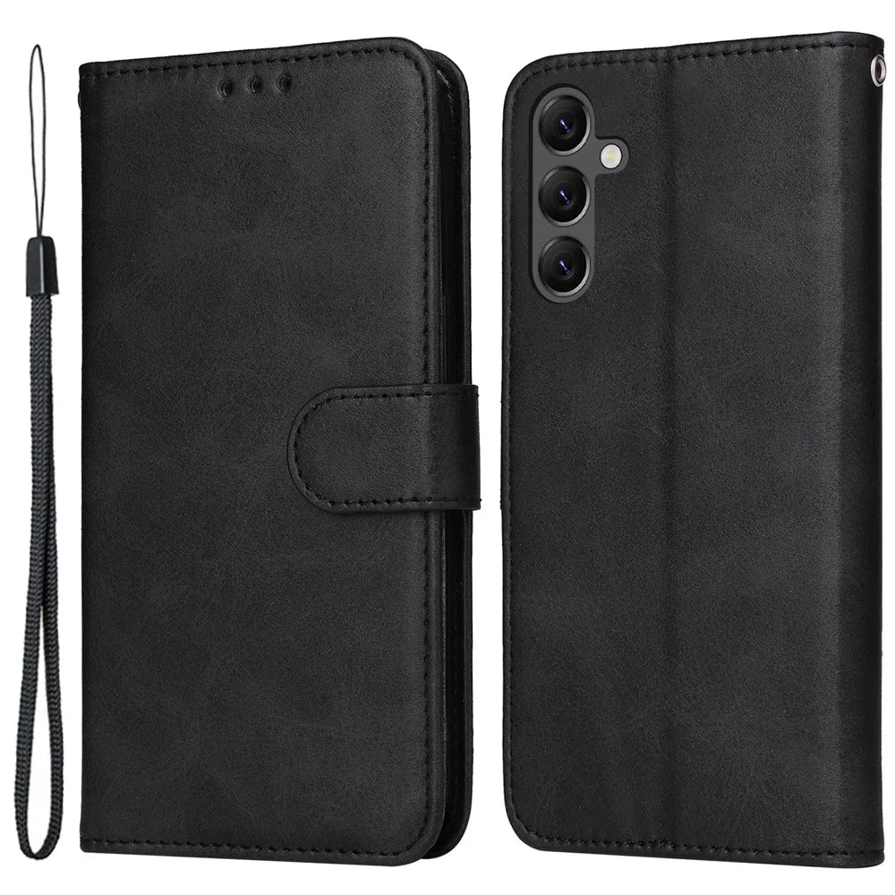 For Samsung Galaxy A25 5G (Global) (161.0 x 76.5 x 8.3mm) Case PU Leather Magnetic Closure Phone Cover - Black - 1