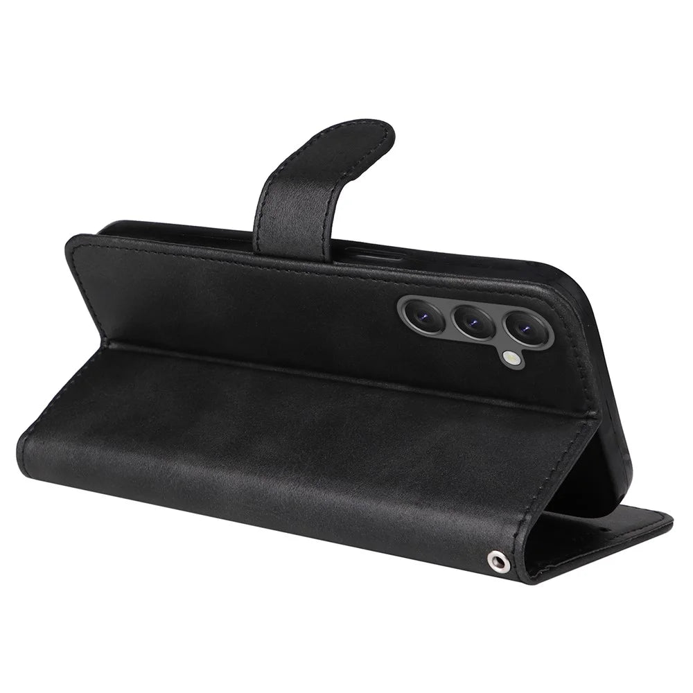 For Samsung Galaxy A25 5G (Global) (161.0 x 76.5 x 8.3mm) Case PU Leather Magnetic Closure Phone Cover - Black - 4