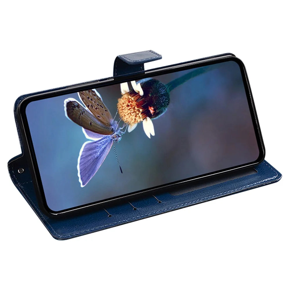 IDEWEI For Oukitel C36 Phone Case Wallet Stand PU Leather Anti-scratch Cover - Blue - 3