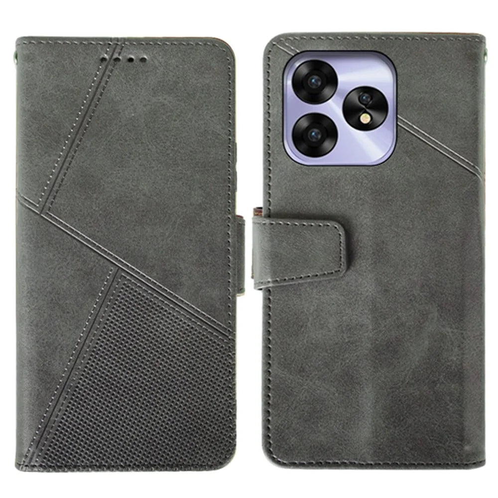 IDEWEI For Umidigi A15 Case Anti-fall Calf Texture Stand Phone Protective Cover - Black - 1