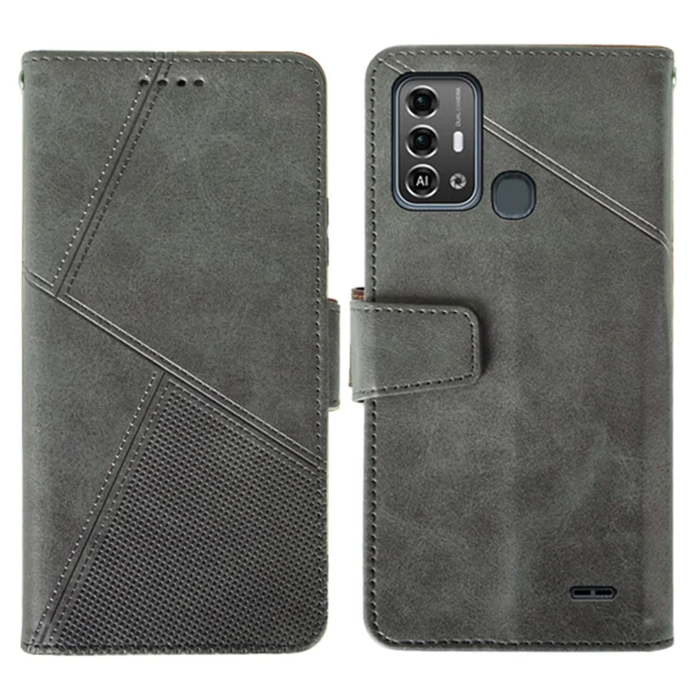 IDEWEI For ZTE Blade A53 Pro Case Scratch-resistant Calf Texture Wallet Protective Cover - Black - 1