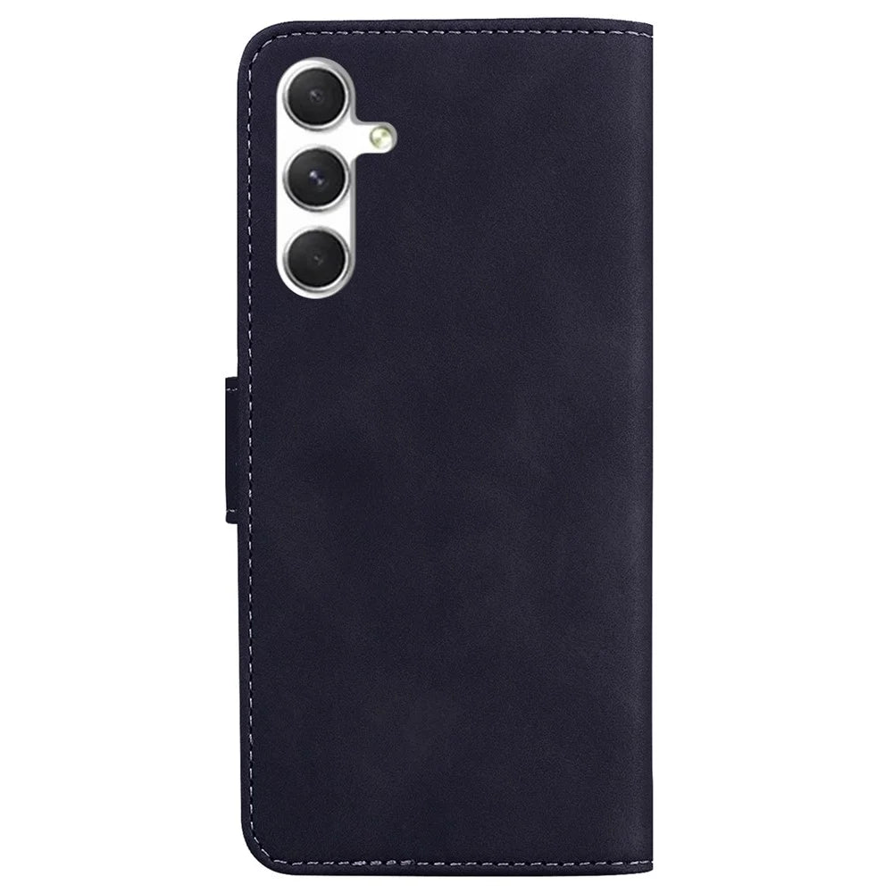 For Samsung Galaxy S24 Case Phone Shell Wallet Solid Color PU Leather Mobile Phone Cover - Black - 7