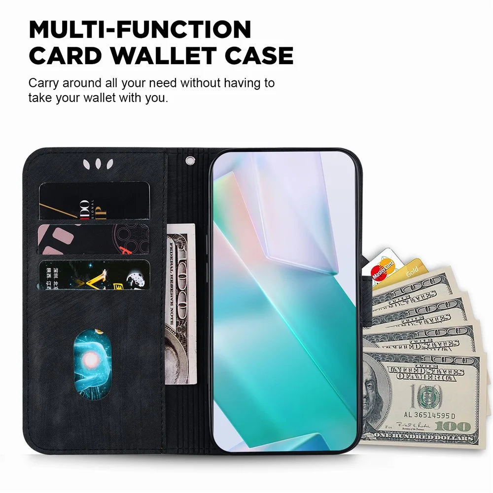 For Samsung Galaxy S24 Case Cell Phone Cover Lovely Tiger Imprint PU Leather Flip Design Wallet - Black - 3