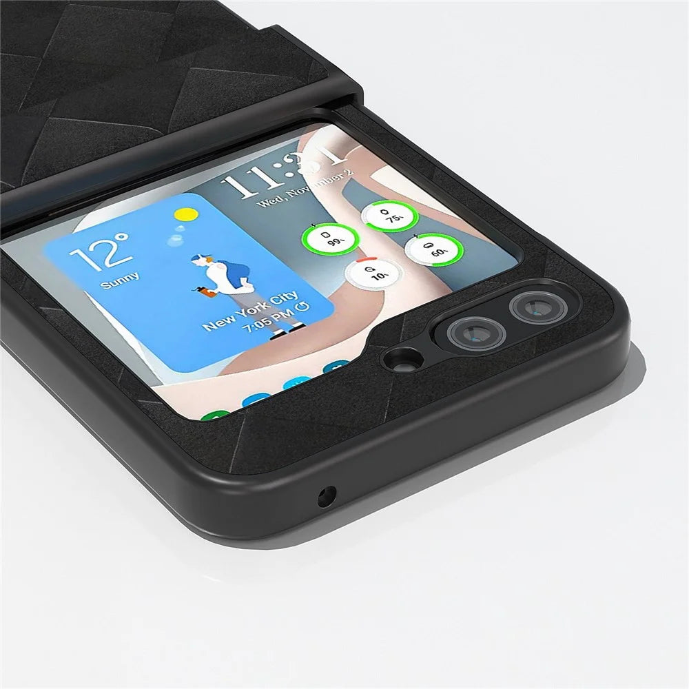 ABEEL For Samsung Galaxy Z Flip5 5G Case Grid Texture Hinge Protection Folding Phone Cover - Black - 4