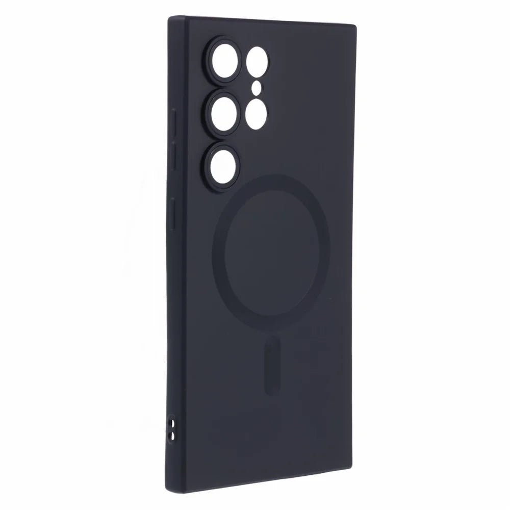 For Samsung Galaxy S24 Ultra Case Lens Protection Liquid Silicone Cover Magnetic Case - Black - 3