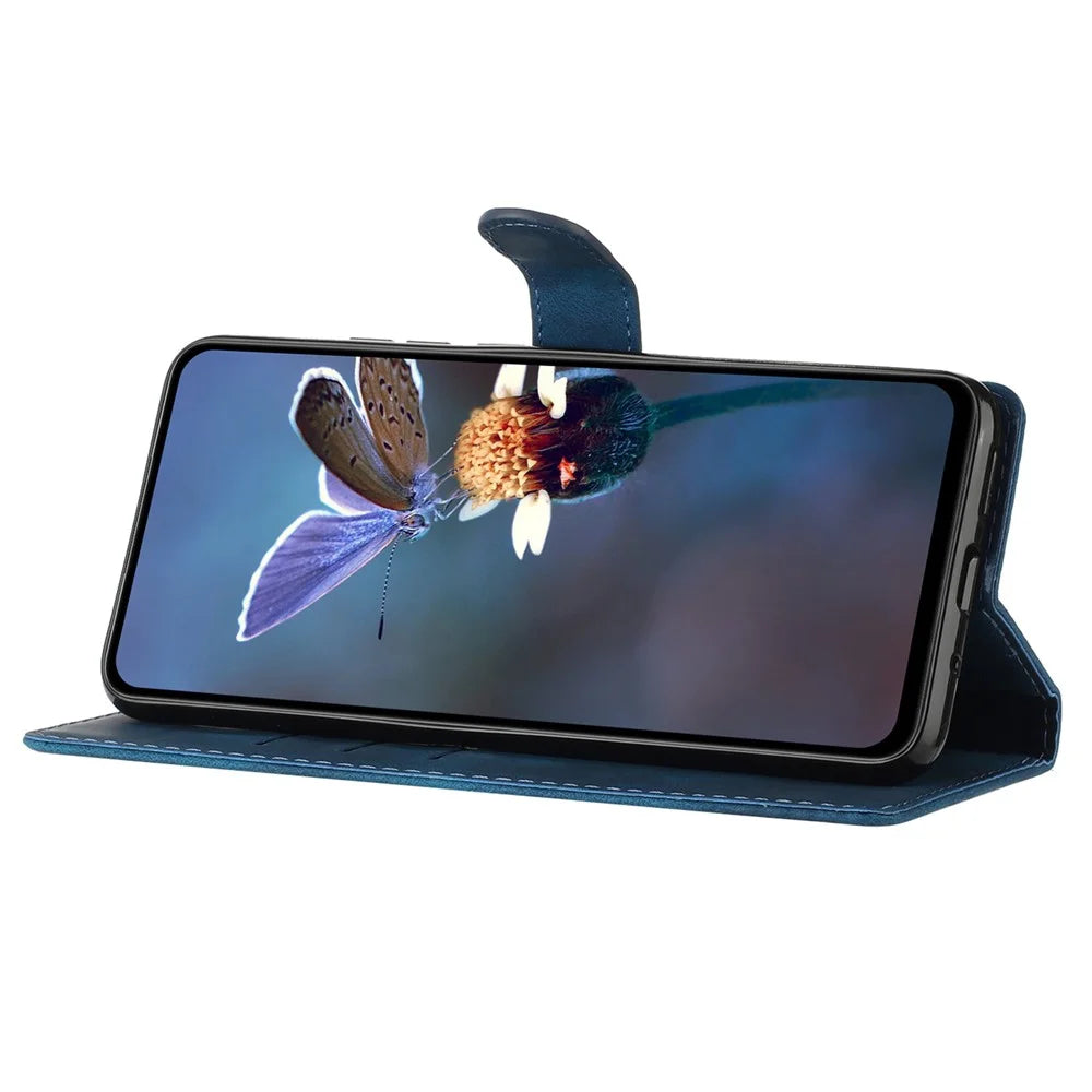 For Samsung Galaxy S24 Ultra Case PU Leather Stand Phone Cover Magnetic Phone Shell Wallet - Blue - 2
