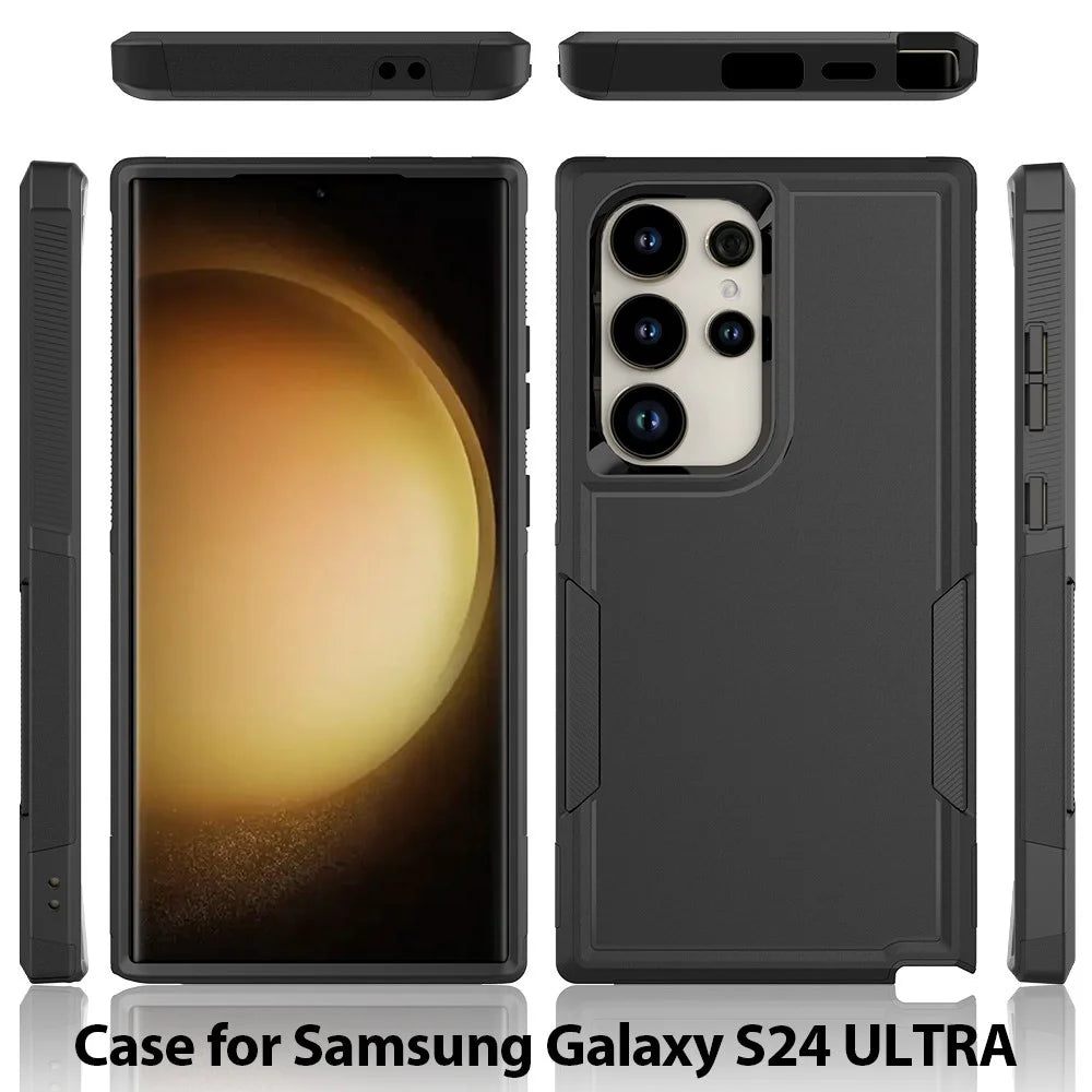 For Samsung Galaxy S24 Ultra Case Slim Hard PC+TPU Phone Protective Cover - Black - 6