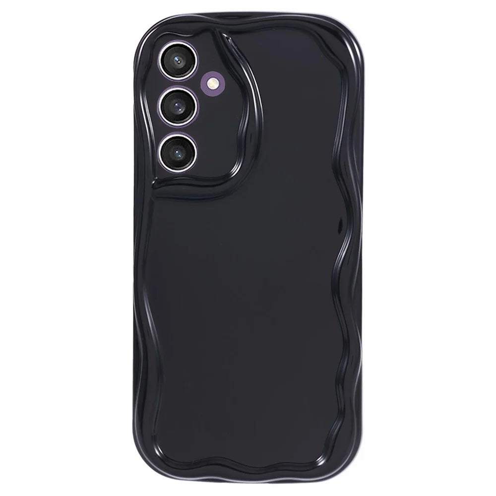YX Series For Samsung Galaxy S23 FE Phone Case Wave Shape Soft TPU Cover (Precise Cutout) - Black - 1