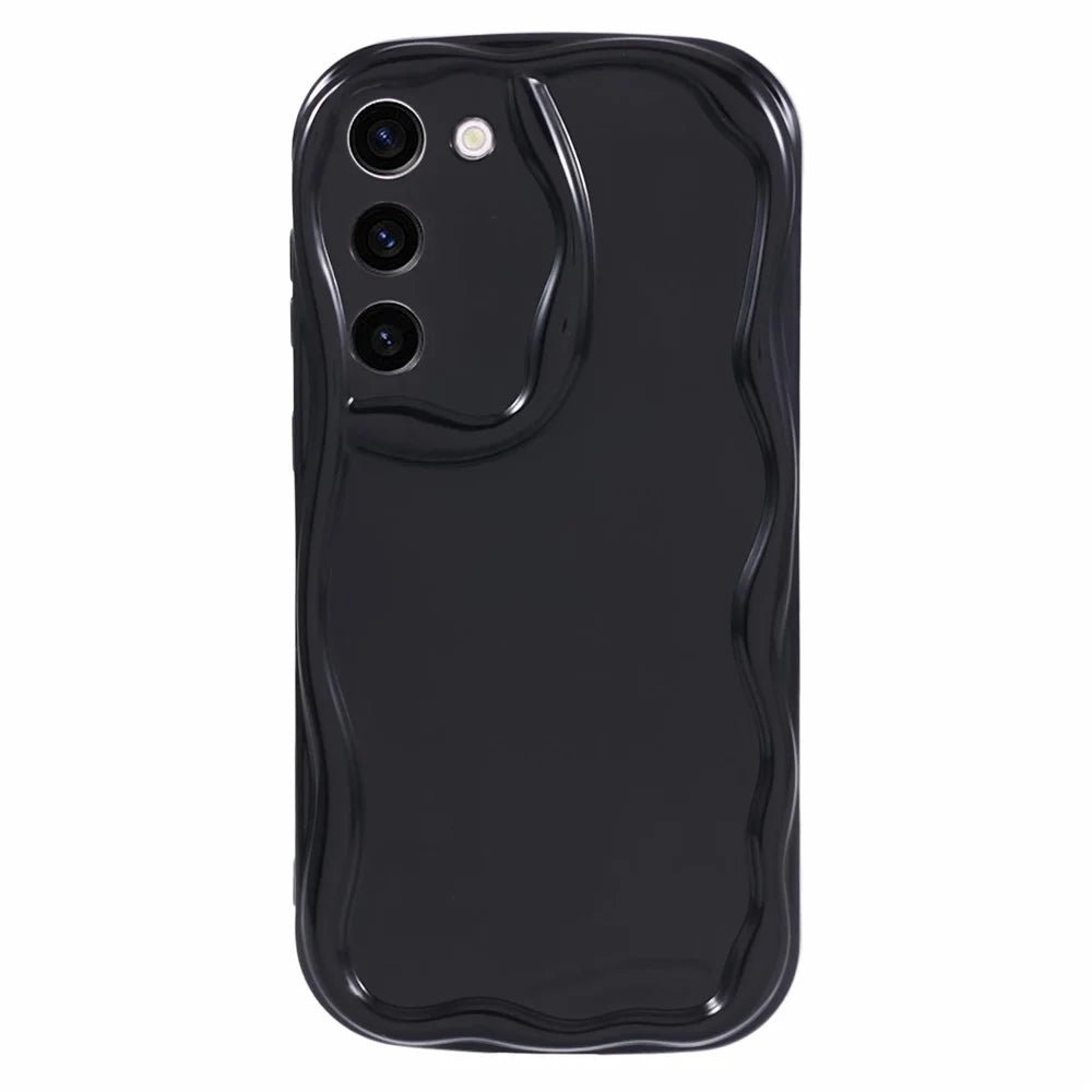 YX Series For Samsung Galaxy S23 Case Wave Shape Rugged TPU Phone Cover - Black - 1