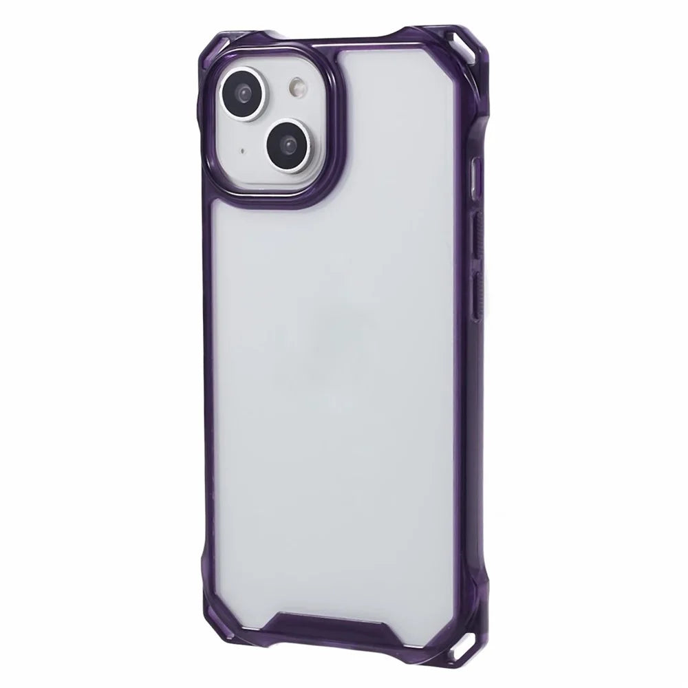 For iPhone 14 Protective Case Anti-Drop TPU+Acrylic Phone Cover - Transparent Purple - 1