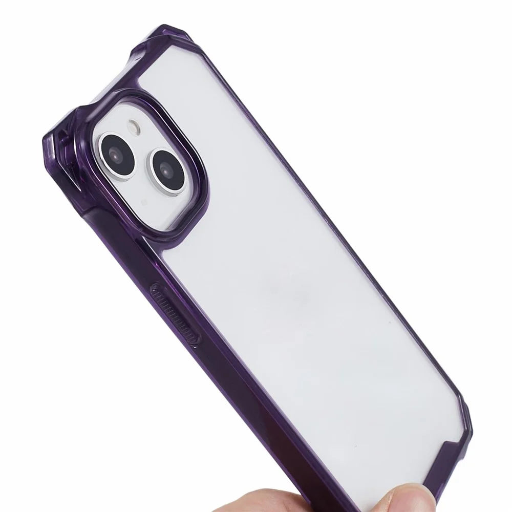 TPU+Acrylic Phone Cover for iPhone 15 Case Anti-Drop Shockproof Slim Phone Shell - Transparent Purple - 6