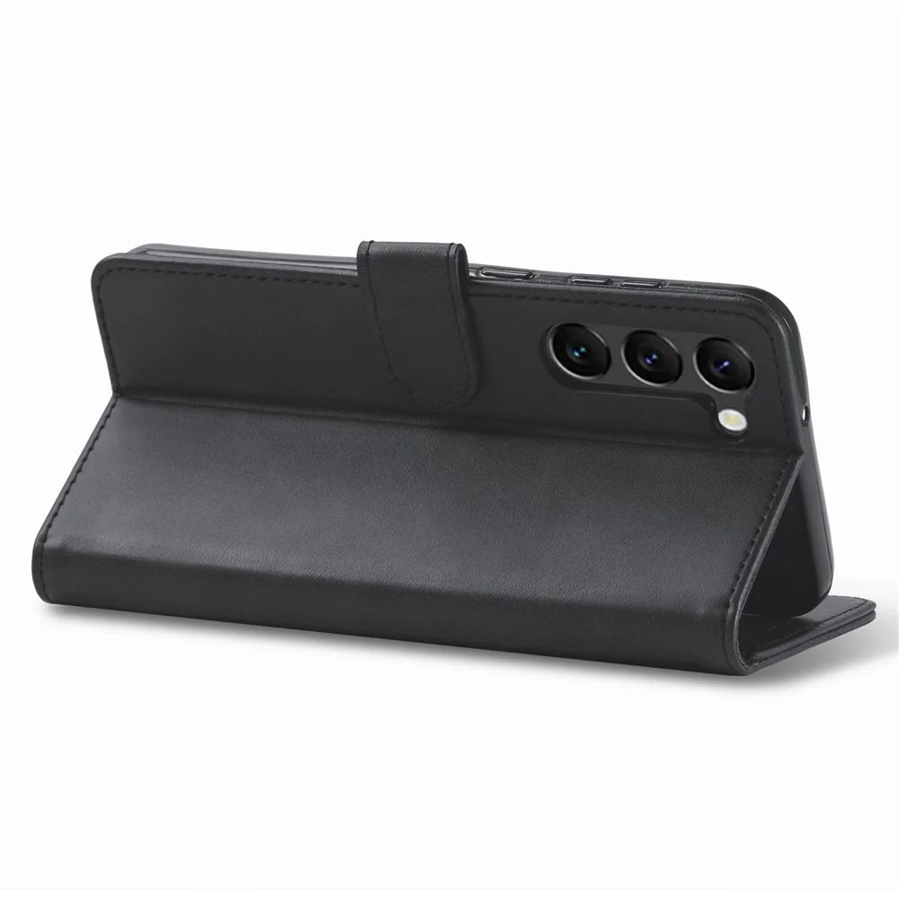 LC.IMEEKE For Samsung Galaxy S24 Case Anti-drop Leather Wallet Phone Cover - Black - 4