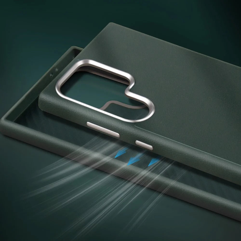 X-LEVEL For Samsung Galaxy S24 Ultra Phone Case PU Leather Coated PC Cover - Green - 4