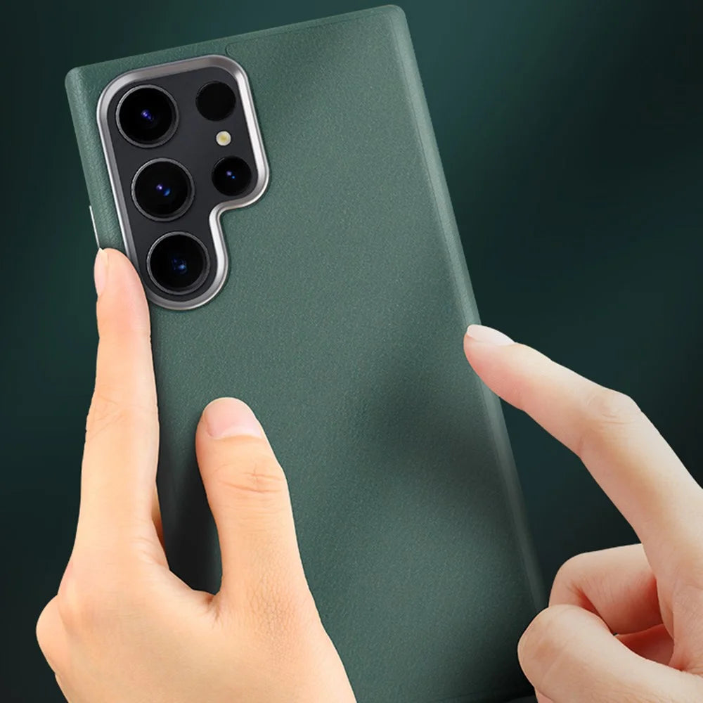 X-LEVEL For Samsung Galaxy S24 Ultra Phone Case PU Leather Coated PC Cover - Green - 5