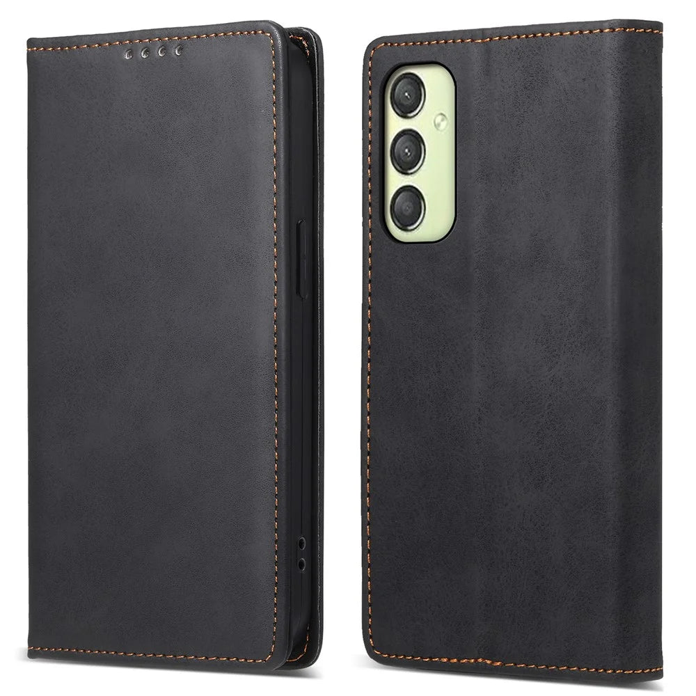 DF-05 For Samsung Galaxy A25 5G (Global) (161.0 x 76.5 x 8.3mm) Cell Phone Case RFID Blocking PU Leather Stand Cover - Black - 1