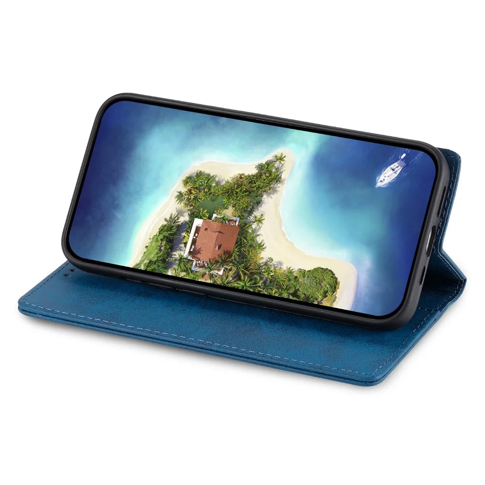 DF-05 For Google Pixel 8a Cell Phone Case RFID Blocking PU Leather Wallet Mobile Phone Cover - Blue - 2