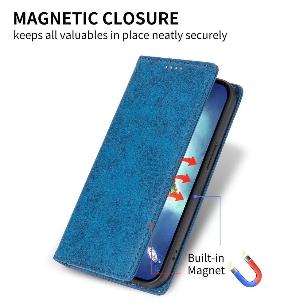 DF-05 For Google Pixel 8a Cell Phone Case RFID Blocking PU Leather Wallet Mobile Phone Cover - Blue - 4