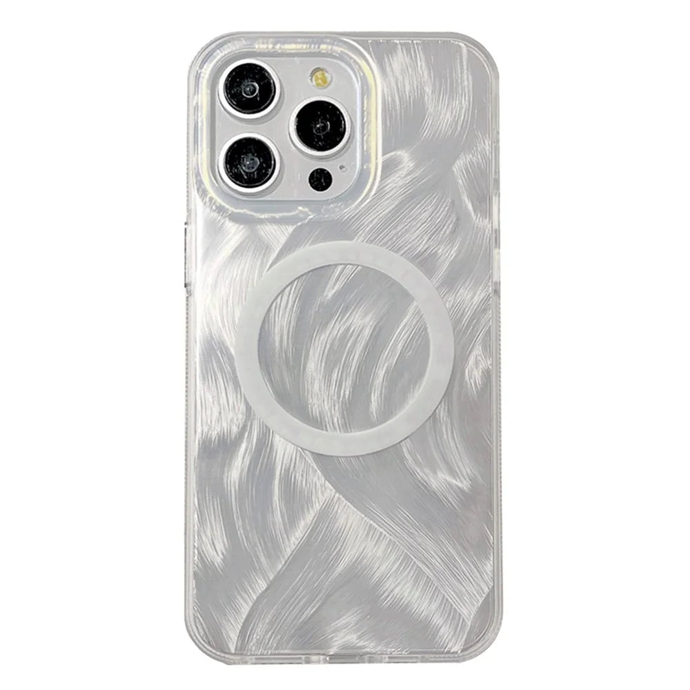 XUNDD For iPhone 15 Pro Magnetic Case Compatible with MagSafe TPU+Acrylic IMD Shell Pattern Phone Cover - White - 1