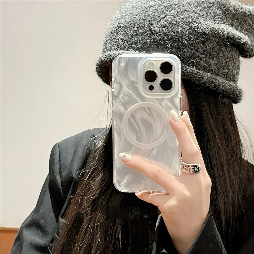 XUNDD For iPhone 14 Pro Case Compatible with MagSafe TPU+Acrylic Shell Pattern IMD Phone Cover - White - 2