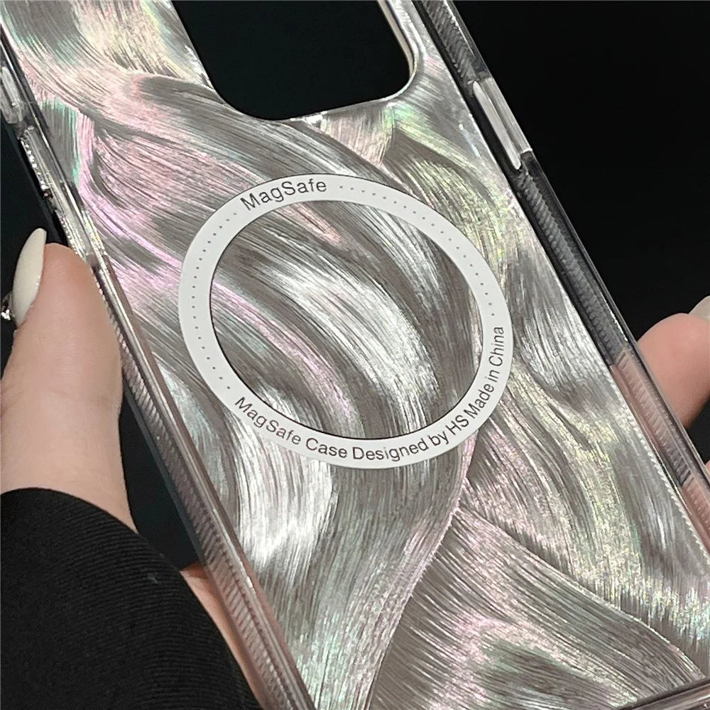 XUNDD For iPhone 14 Pro Case Compatible with MagSafe TPU+Acrylic Shell Pattern IMD Phone Cover - White - 5