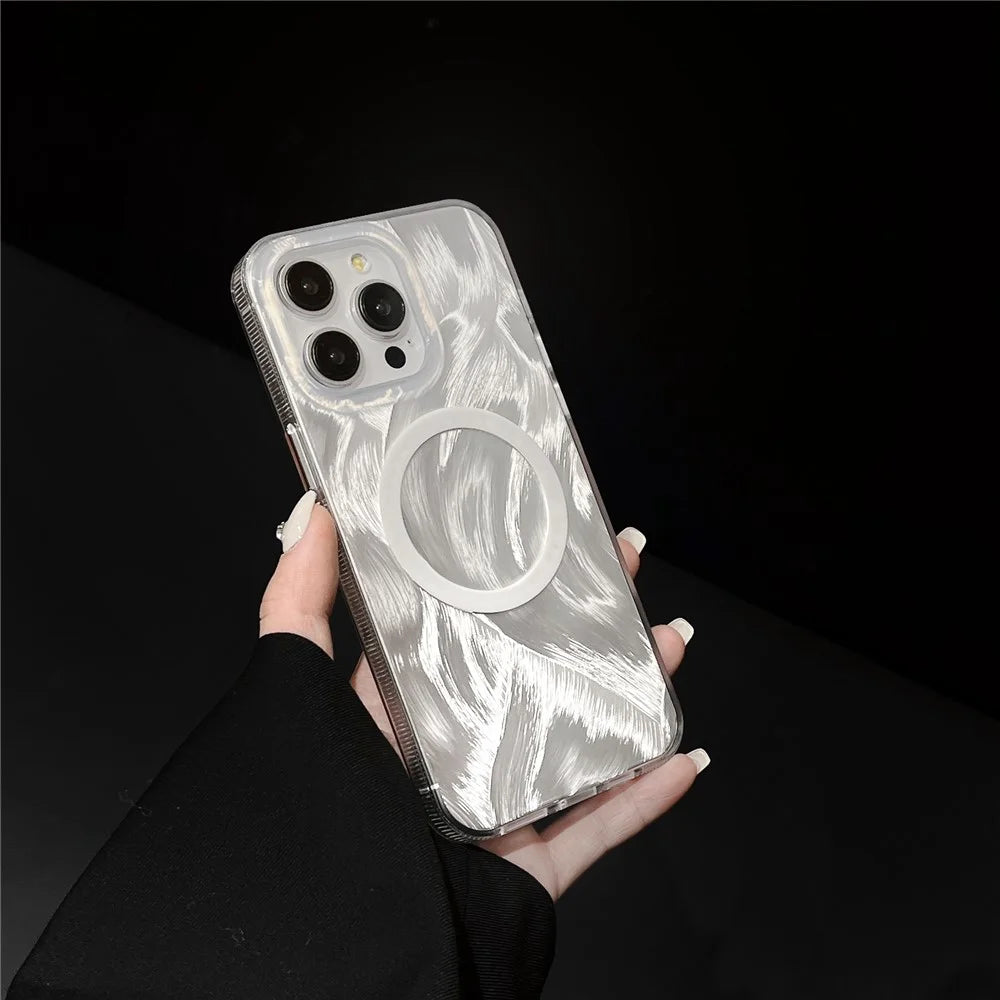 XUNDD For iPhone 14 Pro Max Cell Phone Case TPU+Acrylic IMD Phone Cover Compatible with MagSafe - White - 3