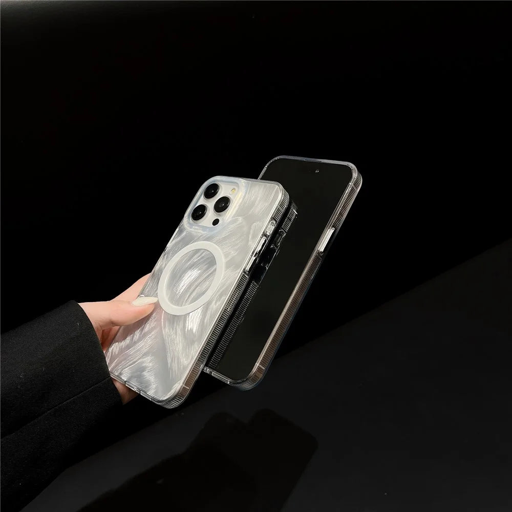 XUNDD For iPhone 14 Pro Max Cell Phone Case TPU+Acrylic IMD Phone Cover Compatible with MagSafe - White - 6