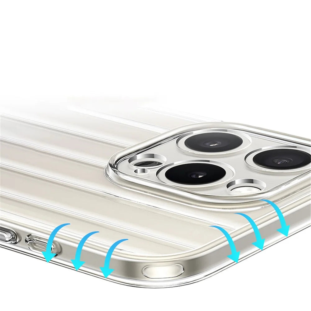 XUNDD Greya Series For iPhone 15 Pro Cell Phone Case Vertical Stripes PC+TPU Clear Cover - Transparent - 4