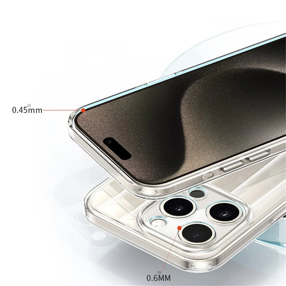 XUNDD Greya Series For iPhone 15 Pro Cell Phone Case Vertical Stripes PC+TPU Clear Cover - Transparent - 5