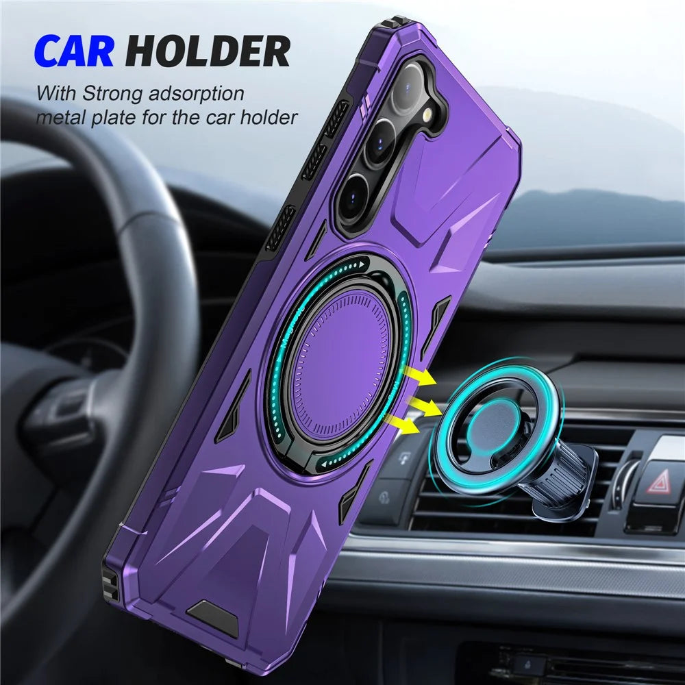 For Samsung Galaxy S23+ Case Magnetic TPU+PC Phone Back Cover with Kickstand - Purple - 2