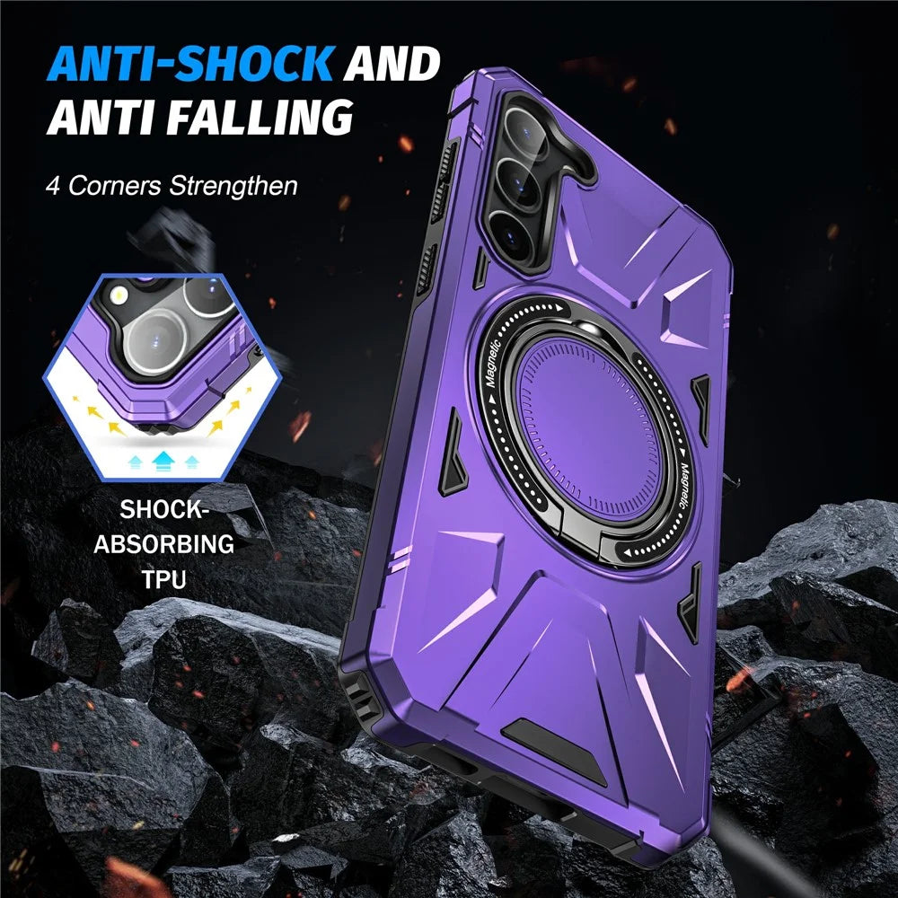 For Samsung Galaxy S23+ Case Magnetic TPU+PC Phone Back Cover with Kickstand - Purple - 4