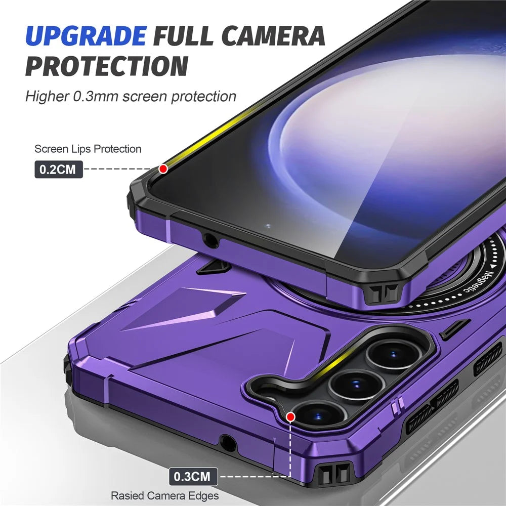 For Samsung Galaxy S23+ Case Magnetic TPU+PC Phone Back Cover with Kickstand - Purple - 6