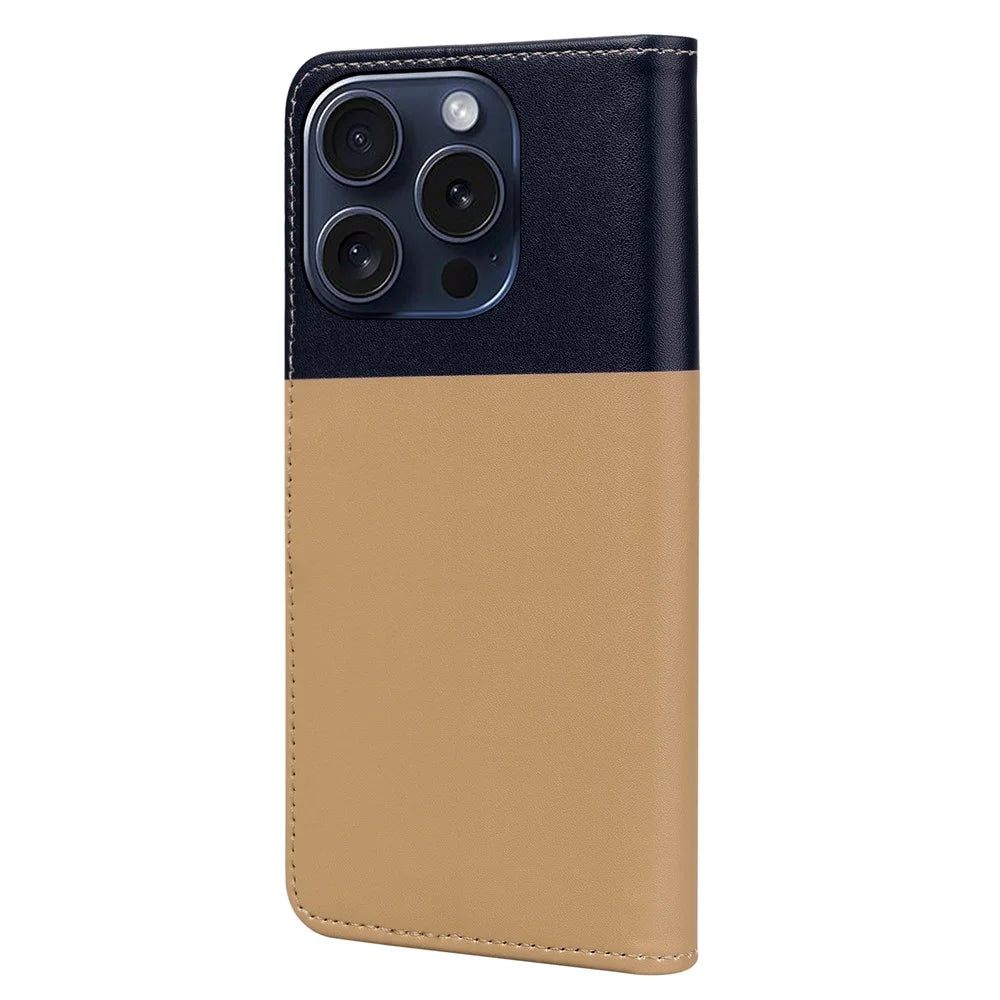 Cartoon Pet Series for iPhone 15 Pro Case Animal Pattern Wallet Stand Leather Cover - Khaki - 7