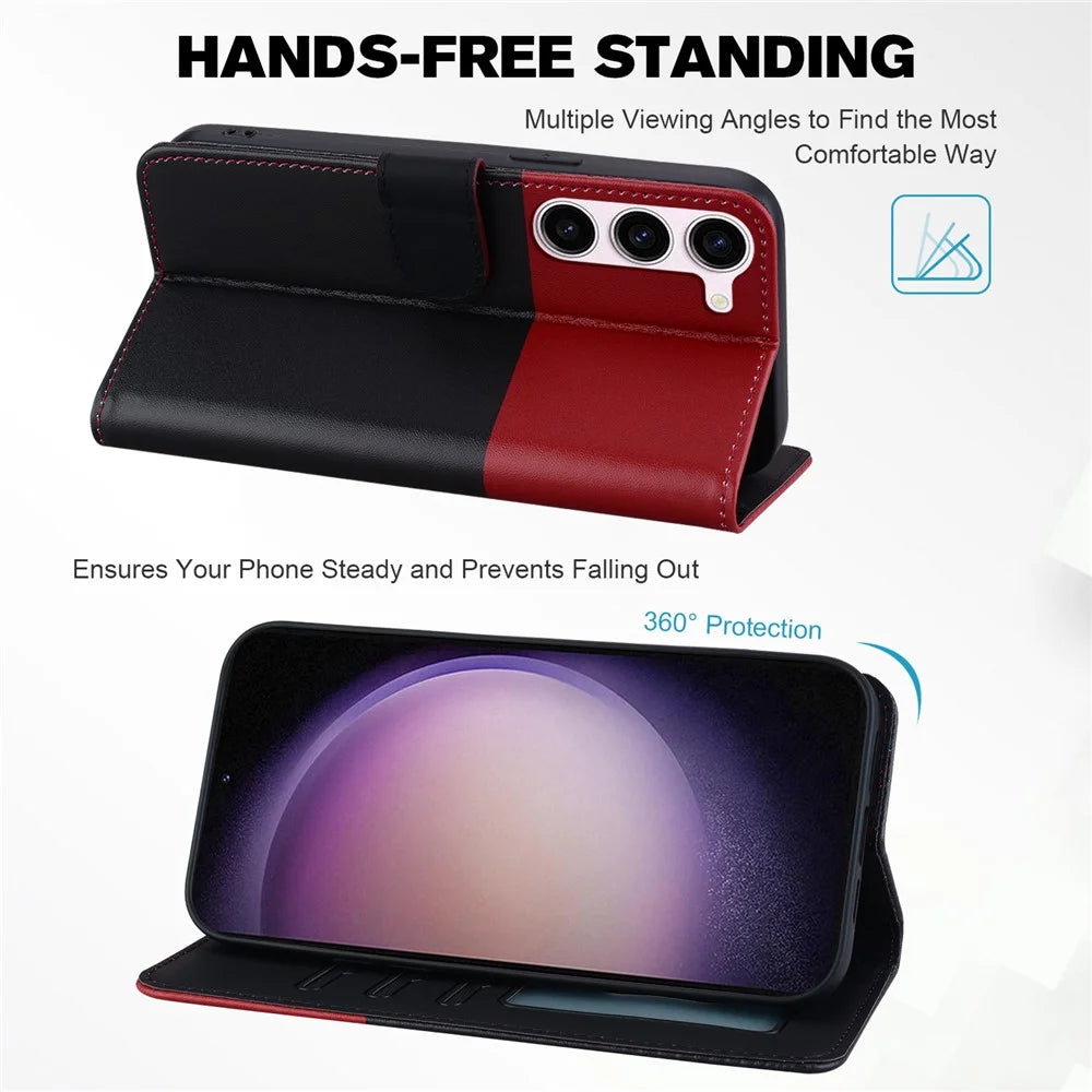 Cartoon Pet Series for Samsung Galaxy S25 / S24 Leather Case Stand Wallet Splicing Phone Cover - Black - 2