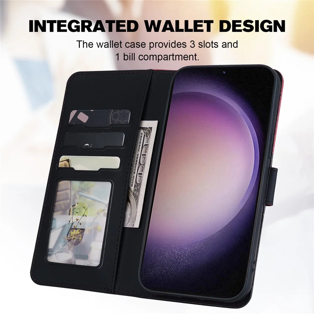 Cartoon Pet Series for Samsung Galaxy S25 / S24 Leather Case Stand Wallet Splicing Phone Cover - Black - 3
