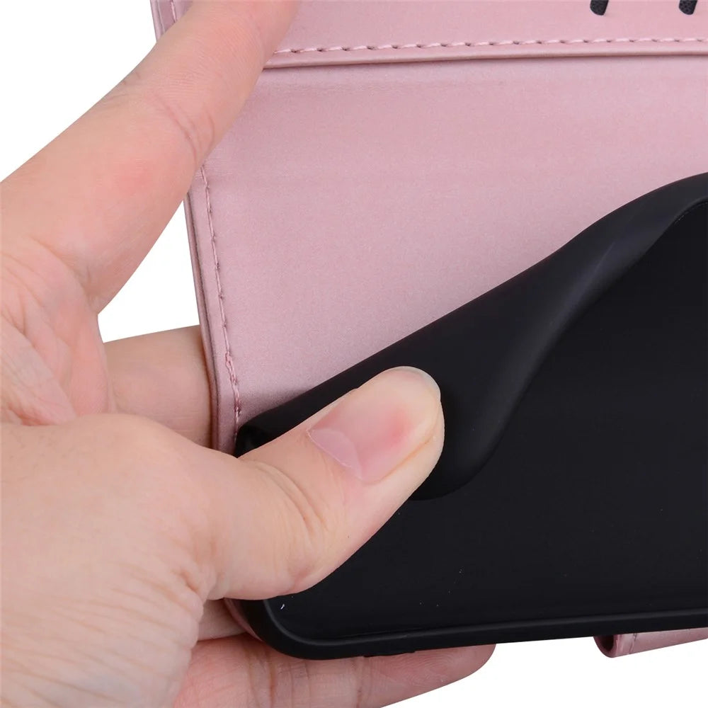For Samsung Galaxy S23 Ultra Cover Cartoon Animal Pattern PU Leather Cell Phone Cases with Strap - Pink - 6