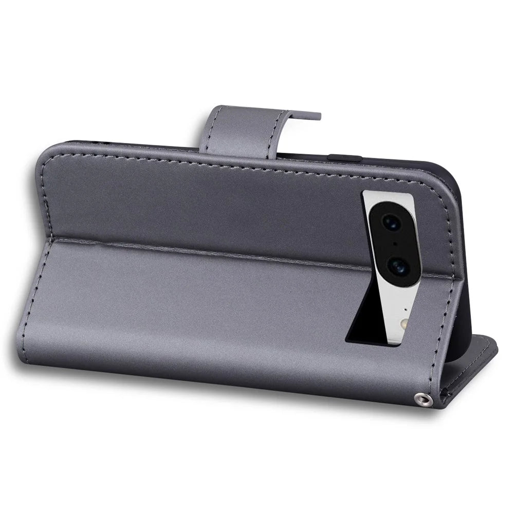 Cell Phone Cases for Google Pixel 8 Cartoon Animal Pattern PU Leather Cover - Grey - 4