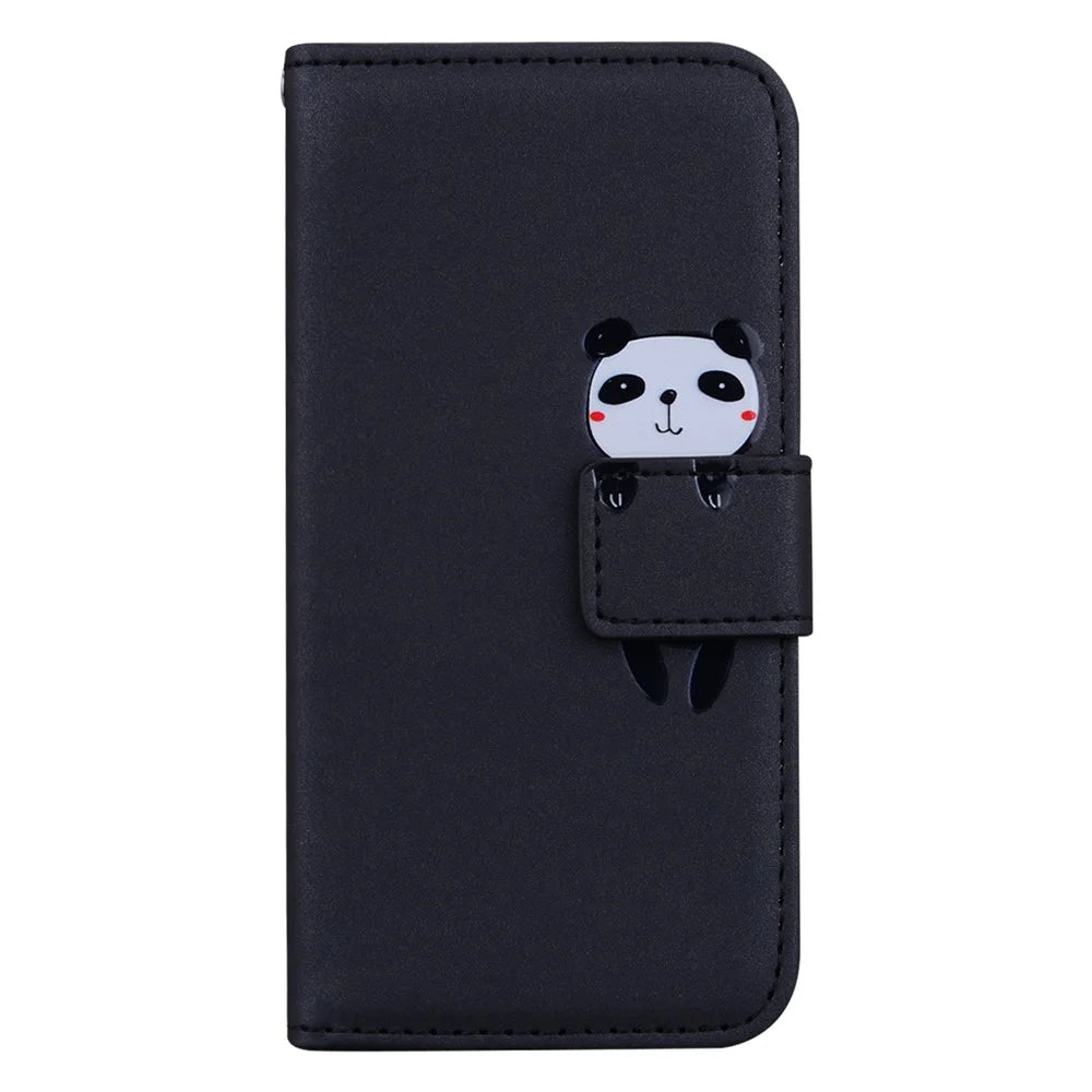 For Samsung Galaxy A34 5G Cartoon Animal Pattern Anti-drop Cell Phone Cases Leather Cover - Black - 7