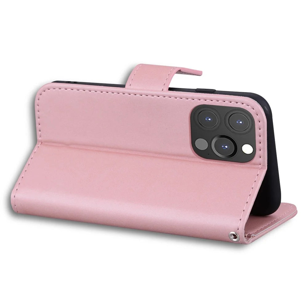 For iPhone 13 Pro Max 6.7 inch Cover Cartoon Animal Pattern PU Leather Cell Phone Cases - Pink - 4