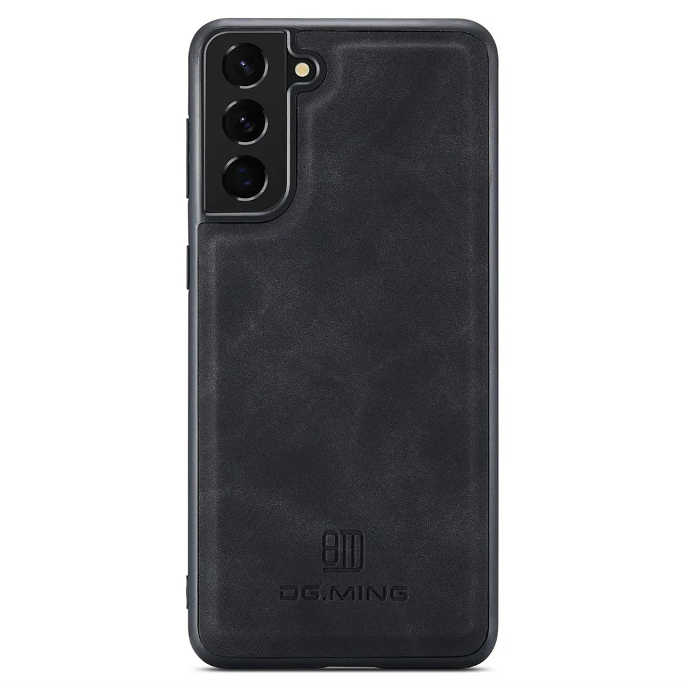 DG.MING For Samsung Galaxy S24 Case PU Leather Coated PC+TPU Phone Cover - Black - 1