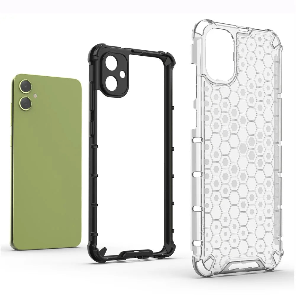 For Samsung Galaxy A05 4G Case Honeycomb Design TPU+PC Back Cover - Grey - 2