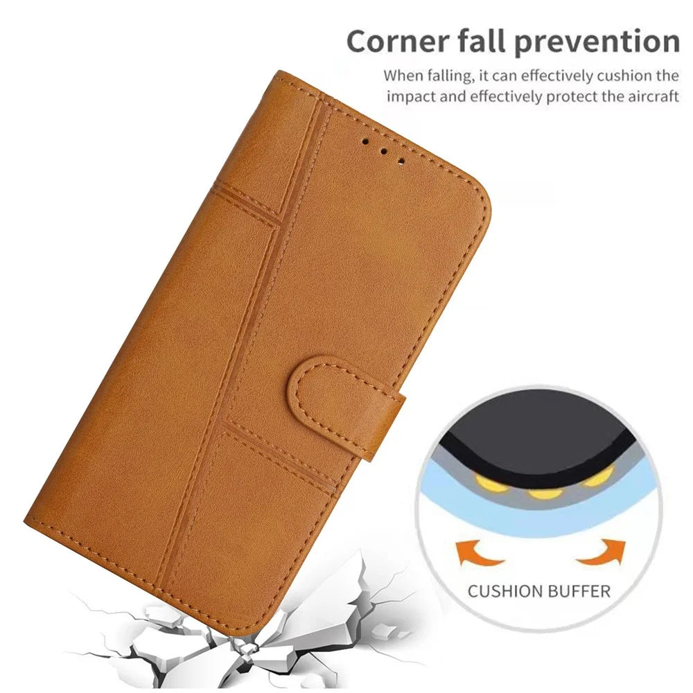 For Samsung Galaxy S24 Ultra Cell Phone Case Shockproof Leather Stand Cover with Wallet - Yellow - 7