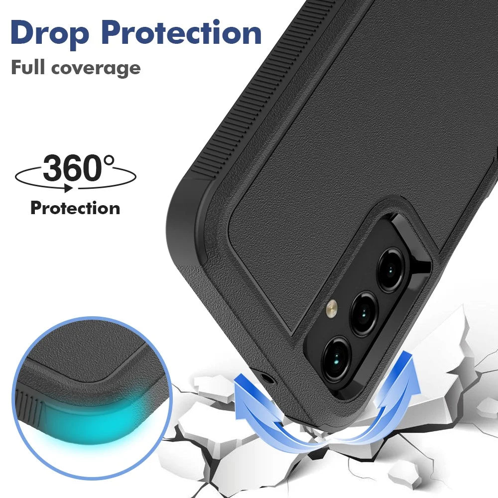 For Samsung Galaxy A14 5G / A14 4G Cover PC+TPU Shockproof Cell Phone Case - Black - 3