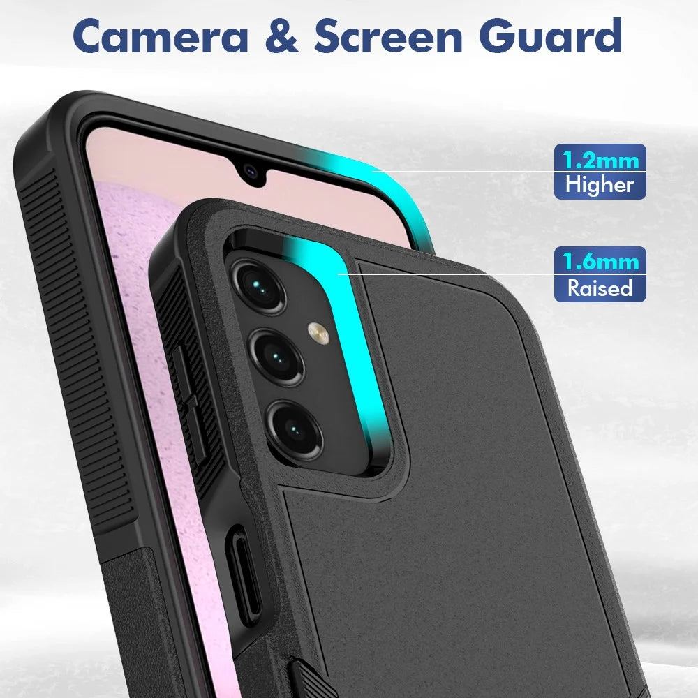 For Samsung Galaxy A14 5G / A14 4G Cover PC+TPU Shockproof Cell Phone Case - Black - 5