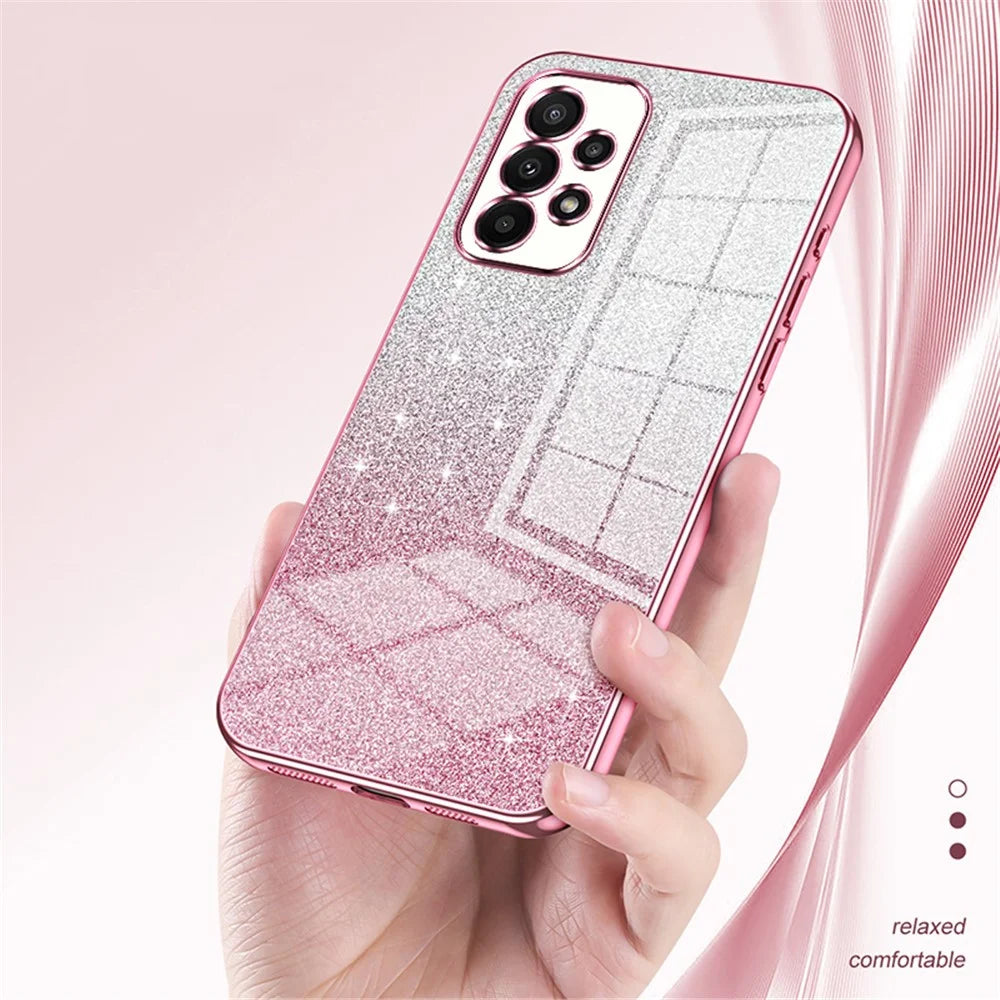 For Samsung Galaxy A23 4G / A23 5G (Global Version) Case Glitter Design TPU Precise Cutout Phone Shell - Purple - 4