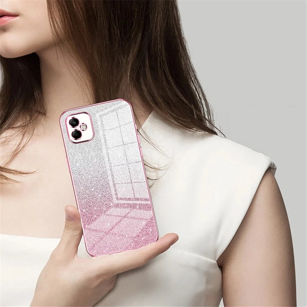 For Samsung Galaxy A05 4G Cell Phone Cases Electroplating TPU Precise Cutout Cover - Pink - 6