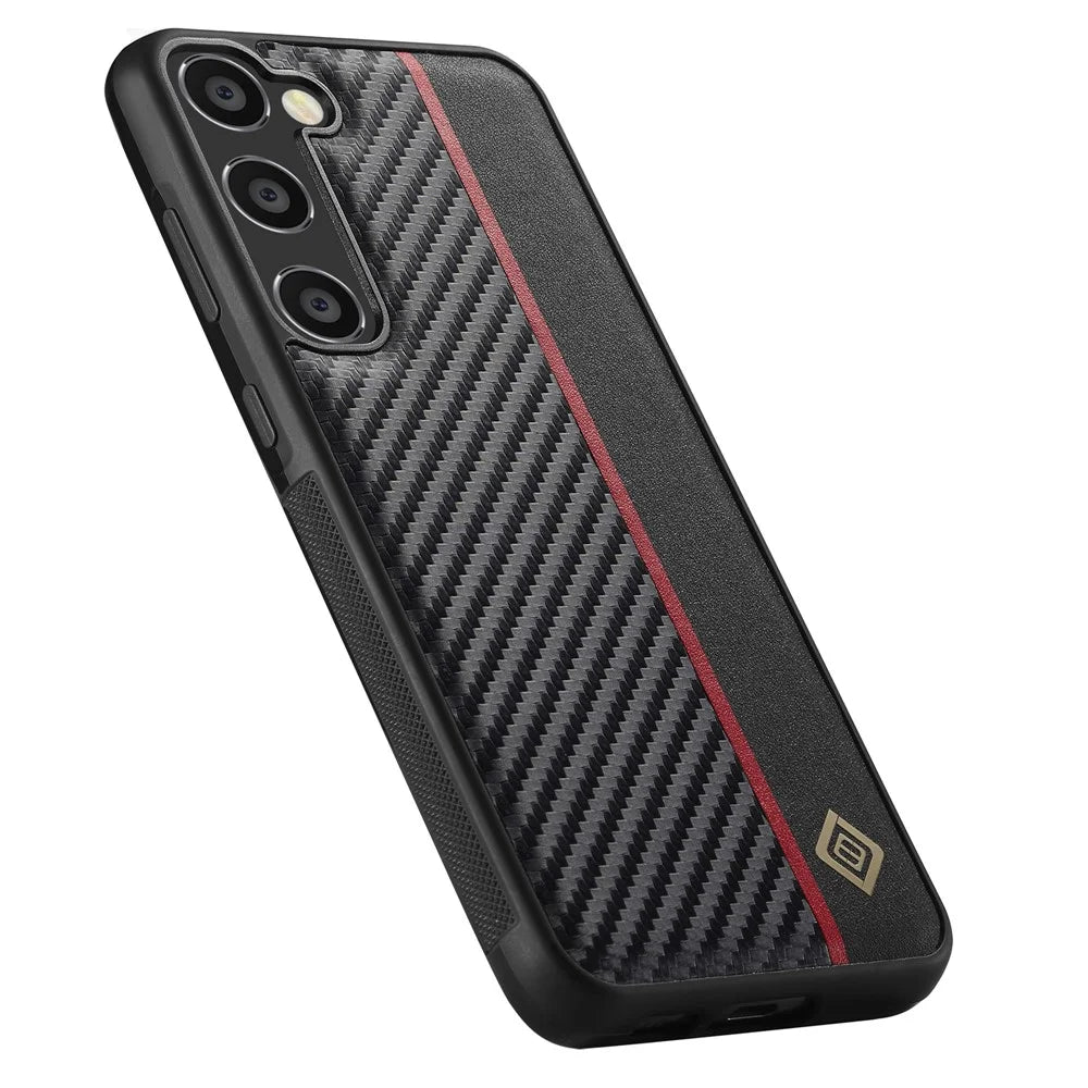 LC.IMEEKE For Samsung Galaxy S24+ Case Carbon Fiber Texture PU Leather+TPU+EVA Phone Cover - 7